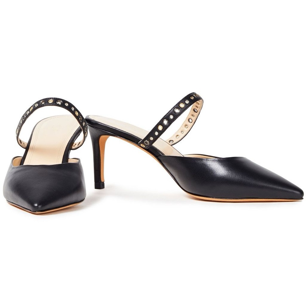 IRO Black Arthu Eyelet-embellished Leather Mules heels
